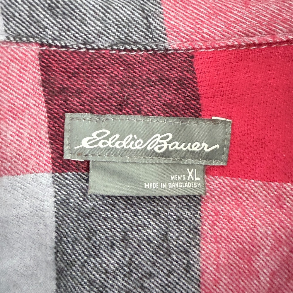 Eddie Bauer Flannel Shirt Mens XL Red Flannel Plaid Pocket Outdoor Button Down - Picture 3 of 9